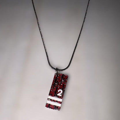 Christian Dior Trotter No2 Silver Tone Metal Red Square Plate Necklace