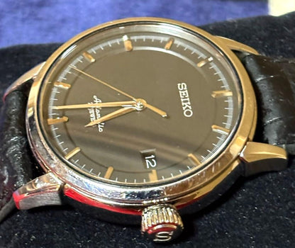 SEIKO Presage SARX025 6R15 Automatic 23J Black Dial Gold Tone Watch Japan Used