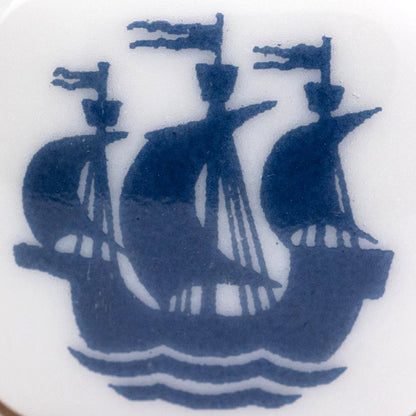 Royal Copenhagen x Georg Jensen Silver 925 Sailing Ship Cufflinks Denmark 2.3cm
