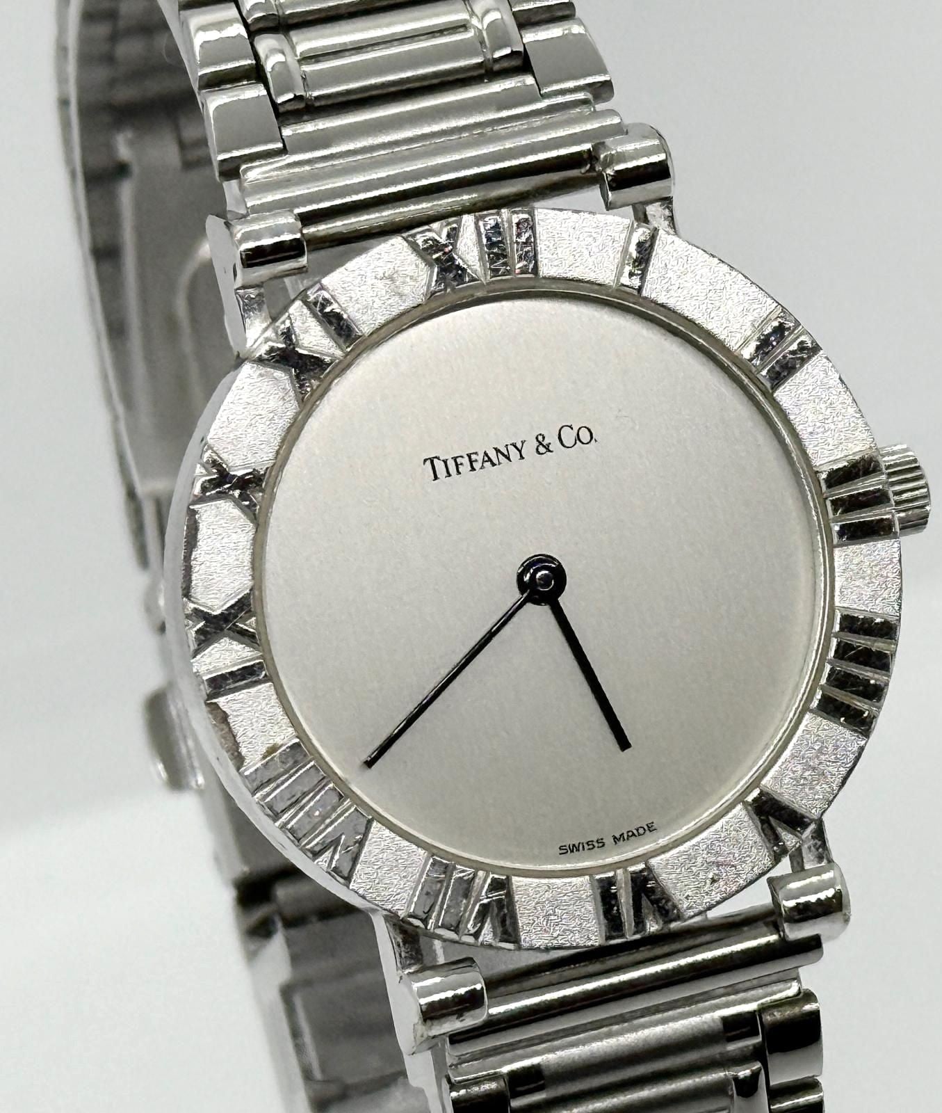 Tiffany & Co Atlas M0640 Unisex Quartz Watch Silver Stainless Steel Swiss Made