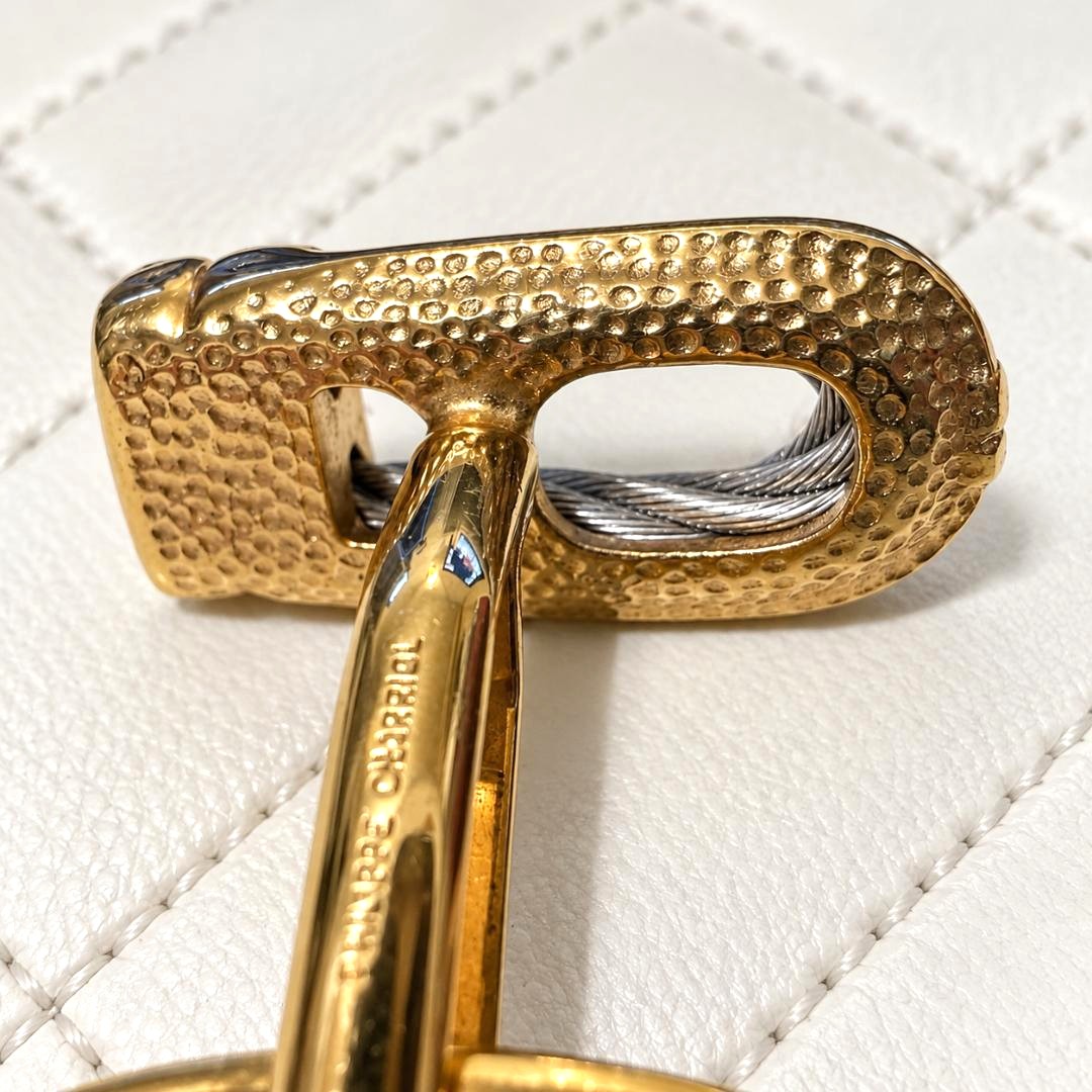 PHILIPPE CHARRIOL Cufflinks Gold Silver Tone Wire Cable Metal Men's Vintage