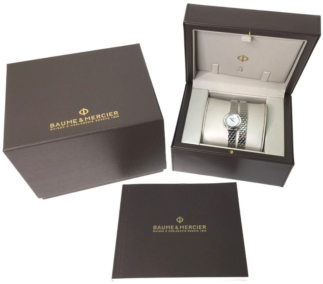 Baume & Mercier Promesse M0A10289 Ladies Watch Diamond Bezel MOP 24mm Swiss Used