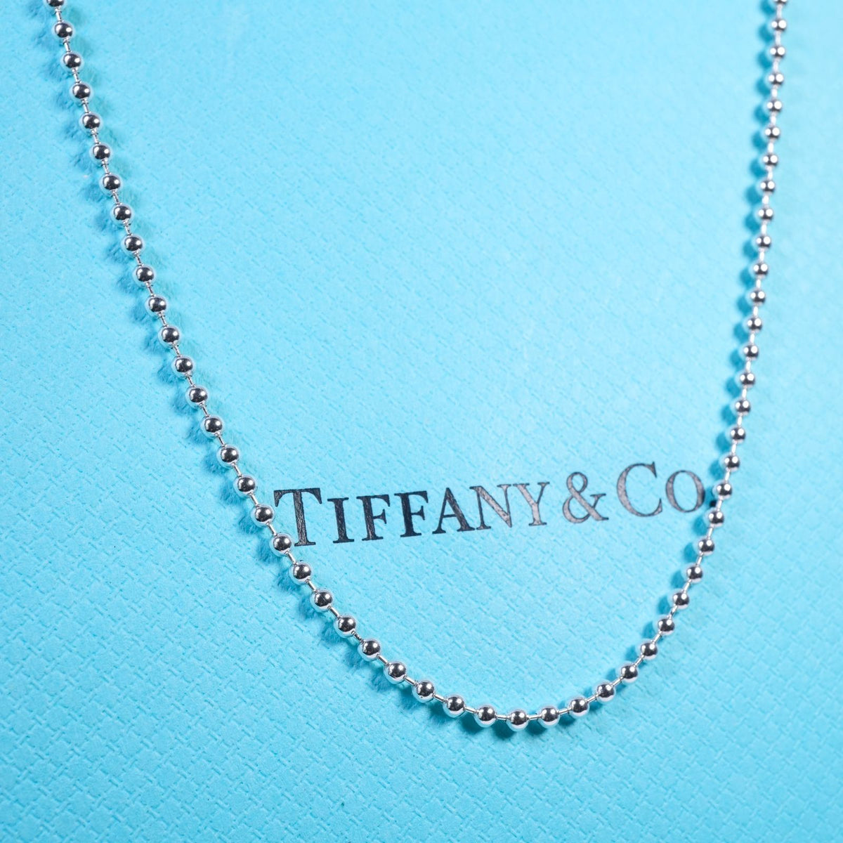 Excellent Tiffany & Co Sterling Silver 925 Long Ball Chain Necklace 88cm 34.6in