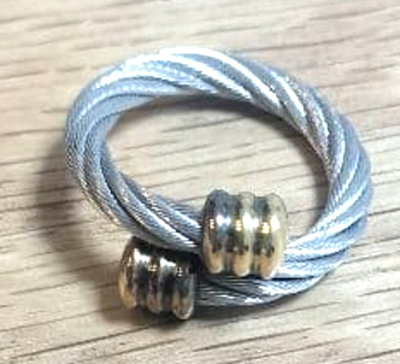 Philippe Charriol Cable Ring Combo Two-Tone Silver Gold Stainless Steel US5 EU49