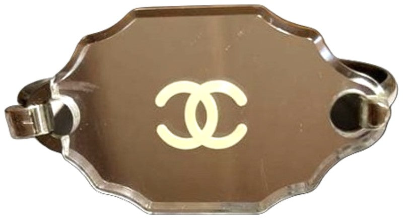 CHANEL CC Logo Mirror Bangle Bracelet Silver Vintage Wrist 14.5cm(5.7in) Used
