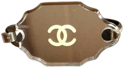 CHANEL CC Logo Mirror Bangle Bracelet Silver Vintage Wrist 14.5cm(5.7in) Used