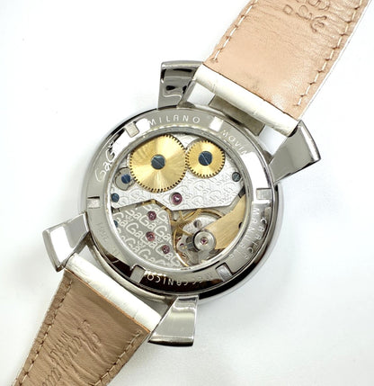 GaGa Milano Manuale 48 Watch White Dial Green Red Numerals Leather Italy Unisex
