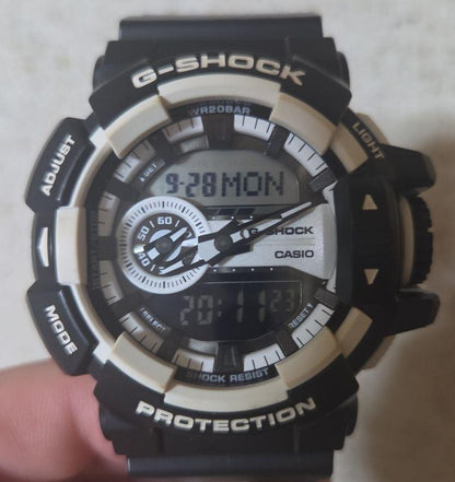 CASIO G-SHOCK GA-400 Mens Analog Digital Watch Black White Resin Shock Resist