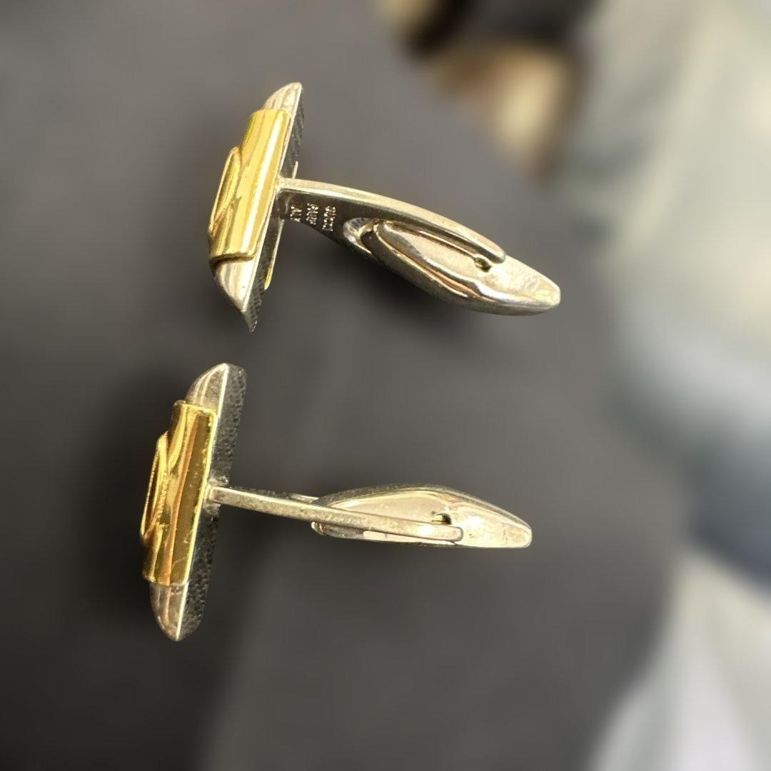 Gucci Accessory Collection Interlocking G Cufflinks Tie Bar Set Gold Silver