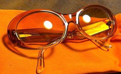 SPY Sunglasses Oval Frame Orange Lens Clear Acetate Unisex Italy Y2K VTG Used