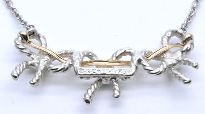 Tiffany & Co Triple Bow Knot Necklace SV925 Silver 18K Gold 44cm 17.3" Auth Used