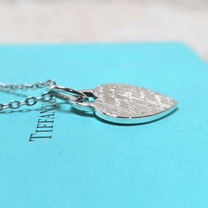 Tiffany & Co Notes Heart Tag Pendant Necklace Sterling Silver 925 SV925 16.5in