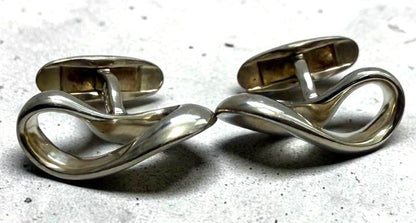 Georg Jensen Infinity Ribbon Cufflinks Sterling Silver 925 Vintage Men's Used
