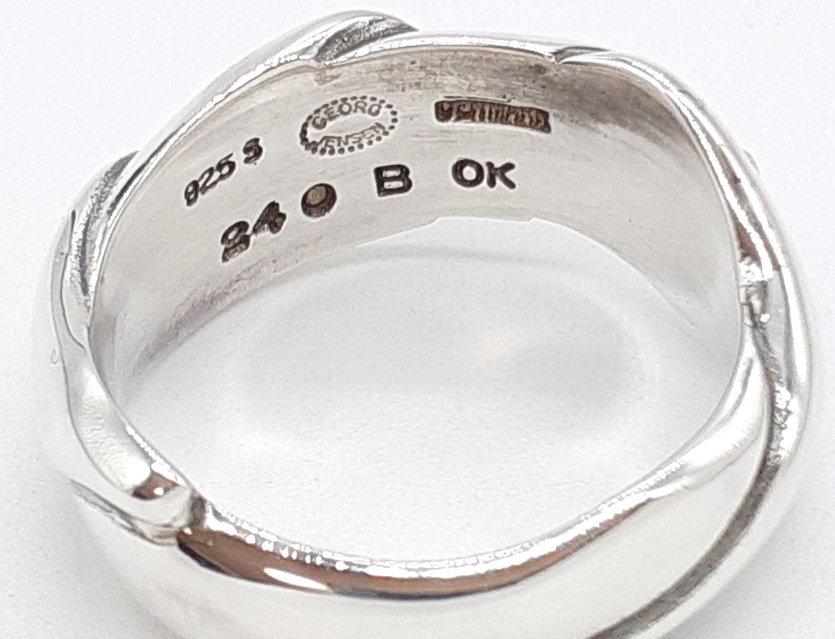 Georg Jensen 240B Ole Kortzau Ring Silver 925 Gold Dot Denmark Auth US5.5 EU50