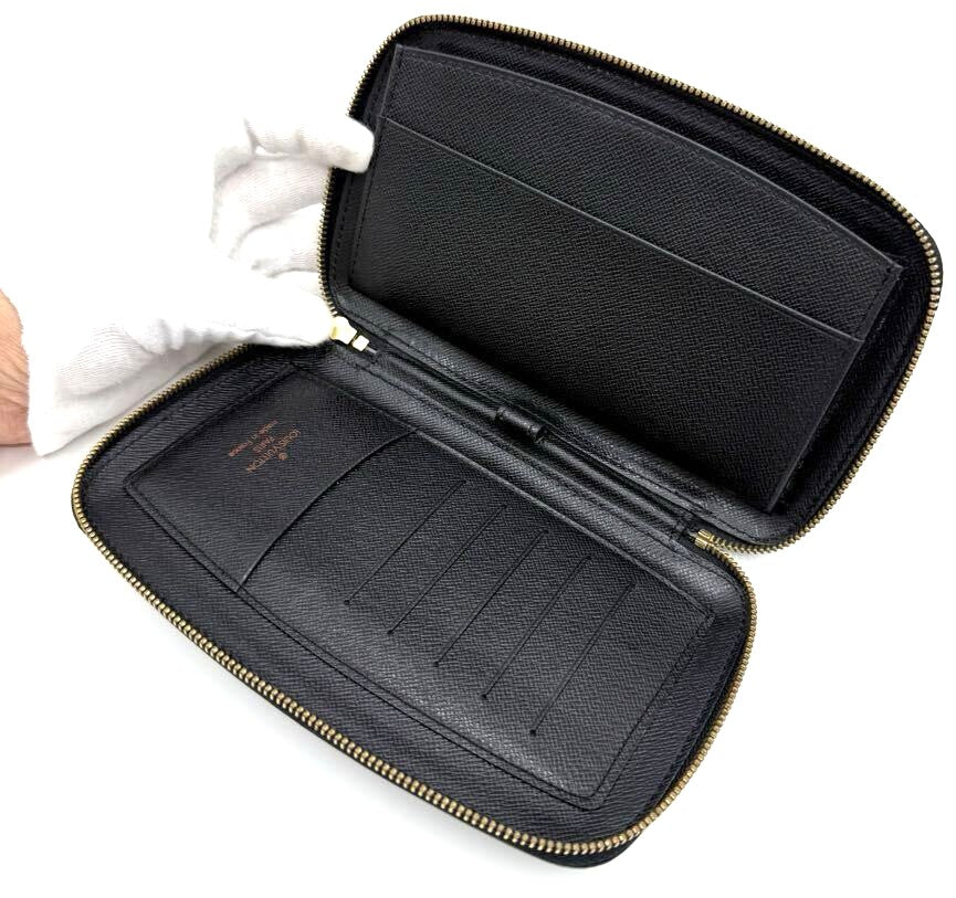 Louis Vuitton Epi Agenda Geode M63872 Round Zip Wallet Black Leather 4.5x7.3x1"