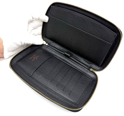 Louis Vuitton Epi Agenda Geode M63872 Round Zip Wallet Black Leather 4.5x7.3x1"
