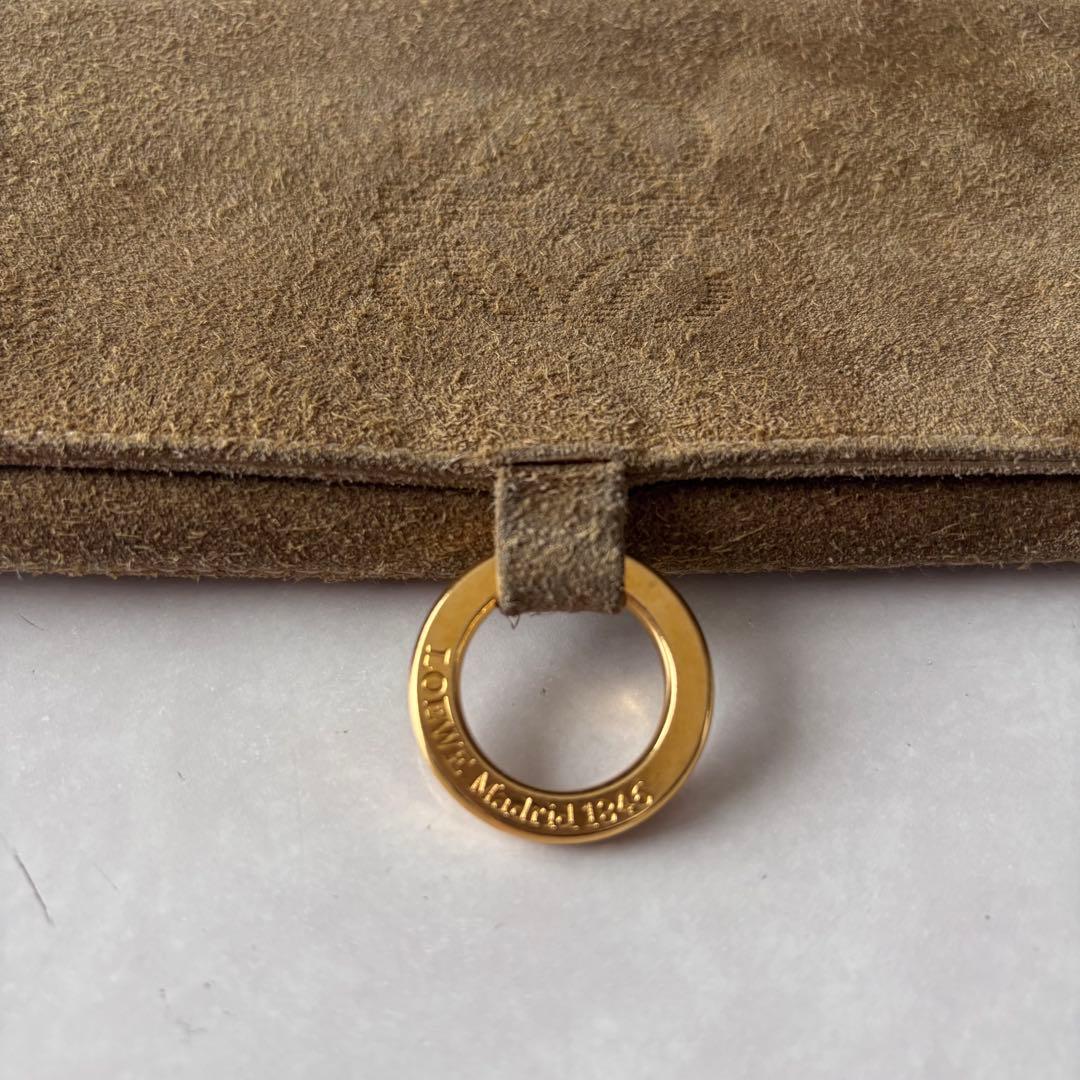 Loewe Anagram Suede Accessory Pouch Engraved Ring Travel Jewelry Pouch