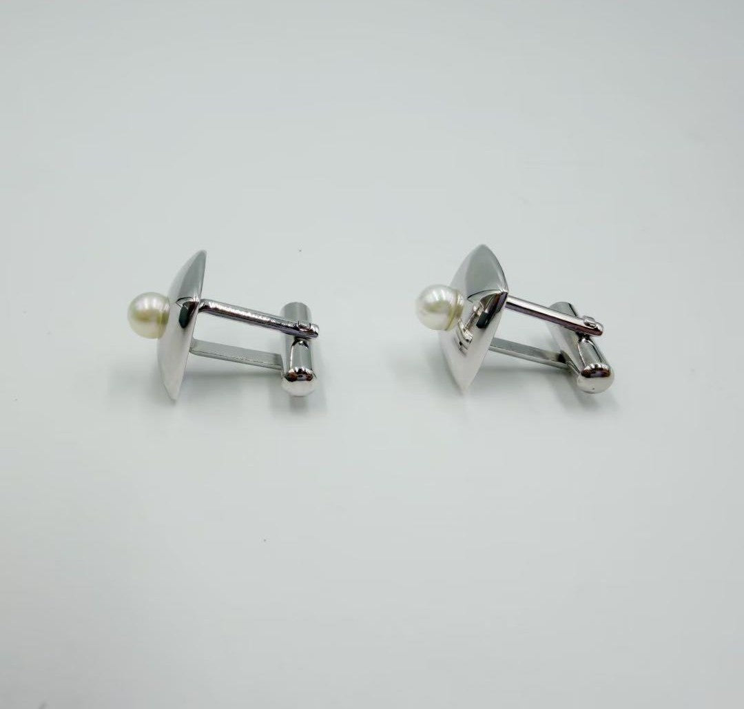 MIKIMOTO Pearl Silver Cufflinks Men Formal Accessories w/ Box Authentic Japan