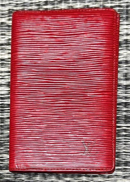 Louis Vuitton Epi Leather Agenda Cover Red Notebook Case Planner Spain Authentic