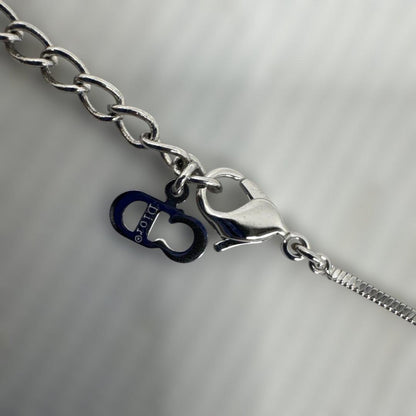Christian Dior Trotter No2 Silver Tone Metal Red Square Plate Necklace