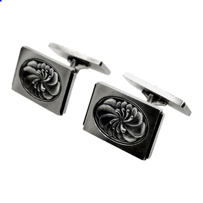 Georg Jensen Cufflinks Sterling Silver 925 Rectangle Swirl Design Mens Denmark