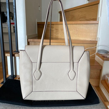Strathberry Mosaic Tote Bag Cream Leather Gold Hardware Shoulder Bag w/ Dust Bag