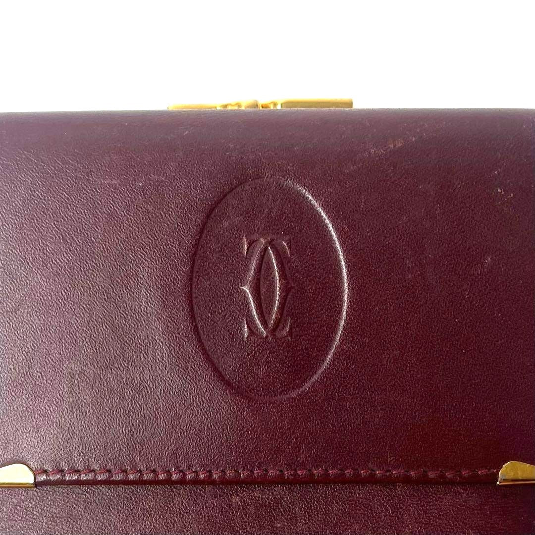 Cartier Must de Cartier Trifold Coin Wallet Bordeaux Leather Gold HW Authentic