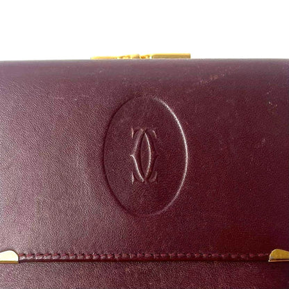 Cartier Must de Cartier Trifold Coin Wallet Bordeaux Leather Gold HW Authentic