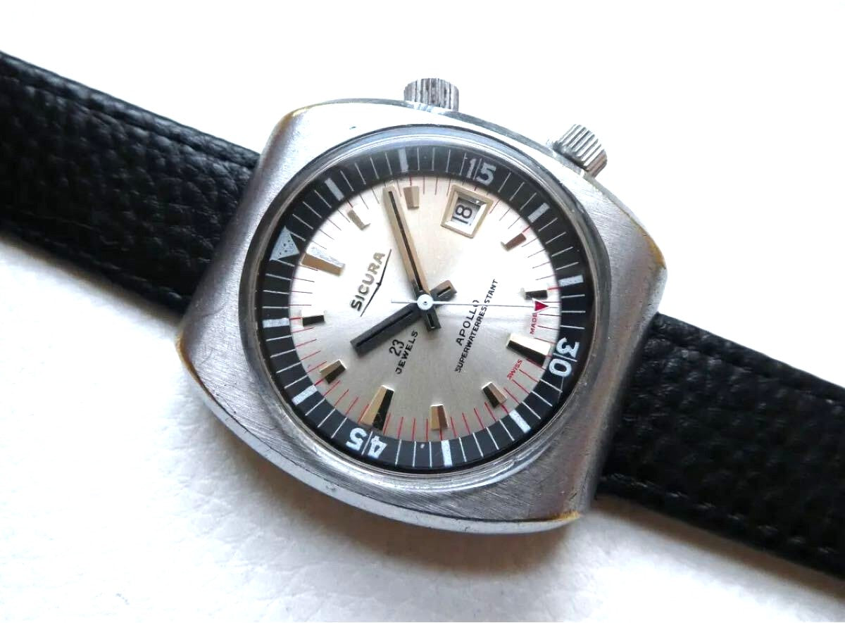SICURA Breitling Apollo Diver 23 Jewels Hand Wind Swiss Watch Vintage Steel Used