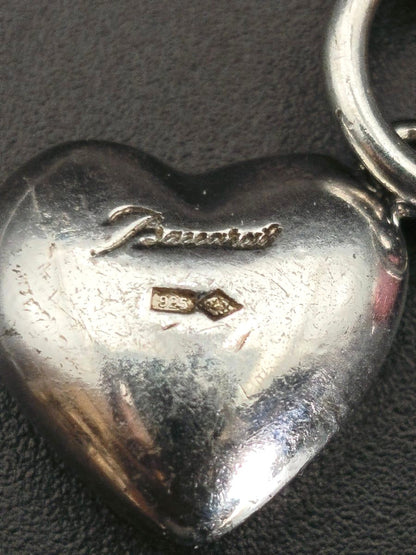 Baccarat Double Heart Necklace Pink Crystal Sterling Silver 925 Adjustable Used