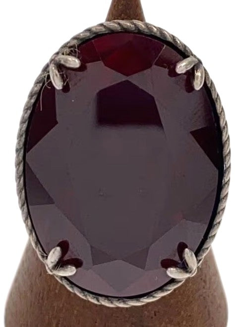 GUCCI Interlocking G Stone Ring Silver 925 Red Color Stone US 6.5 EU 53 Used
