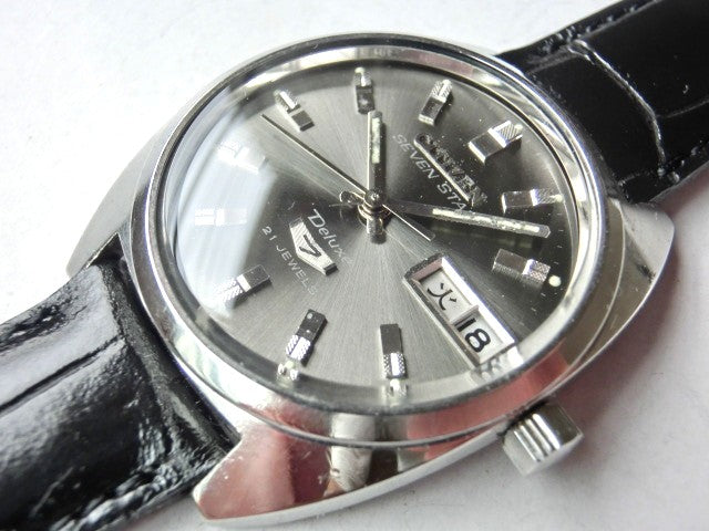 Citizen Seven Star Deluxe 21 Jewels Mens Auto Watch Gray Dial Day Date Vintage