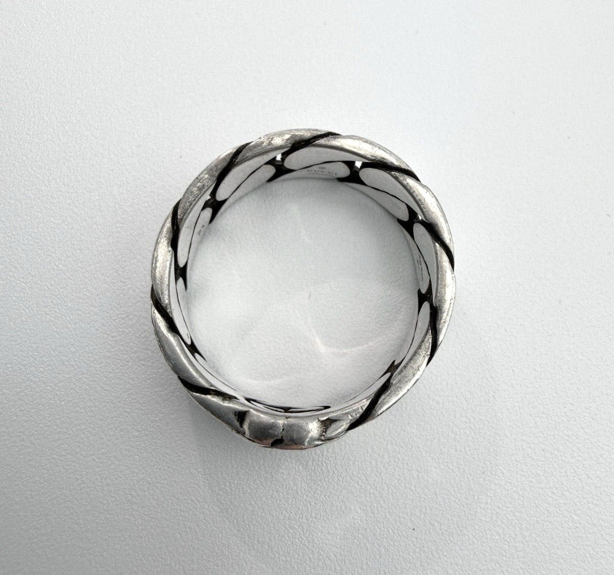 GUCCI Interlocking G Gourmette Chain Ring Silver 925 US 10 / EU 62 Auth Used