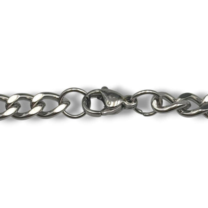 Prada Silver Plated Padlock Cadena Necklace Top Charm 2 Keys Curb Chain 50cm