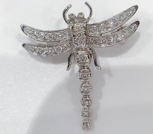 Tiffany & Co Enchant Dragonfly Brooch Diamond Platinum PT950 21.5mm Authentic