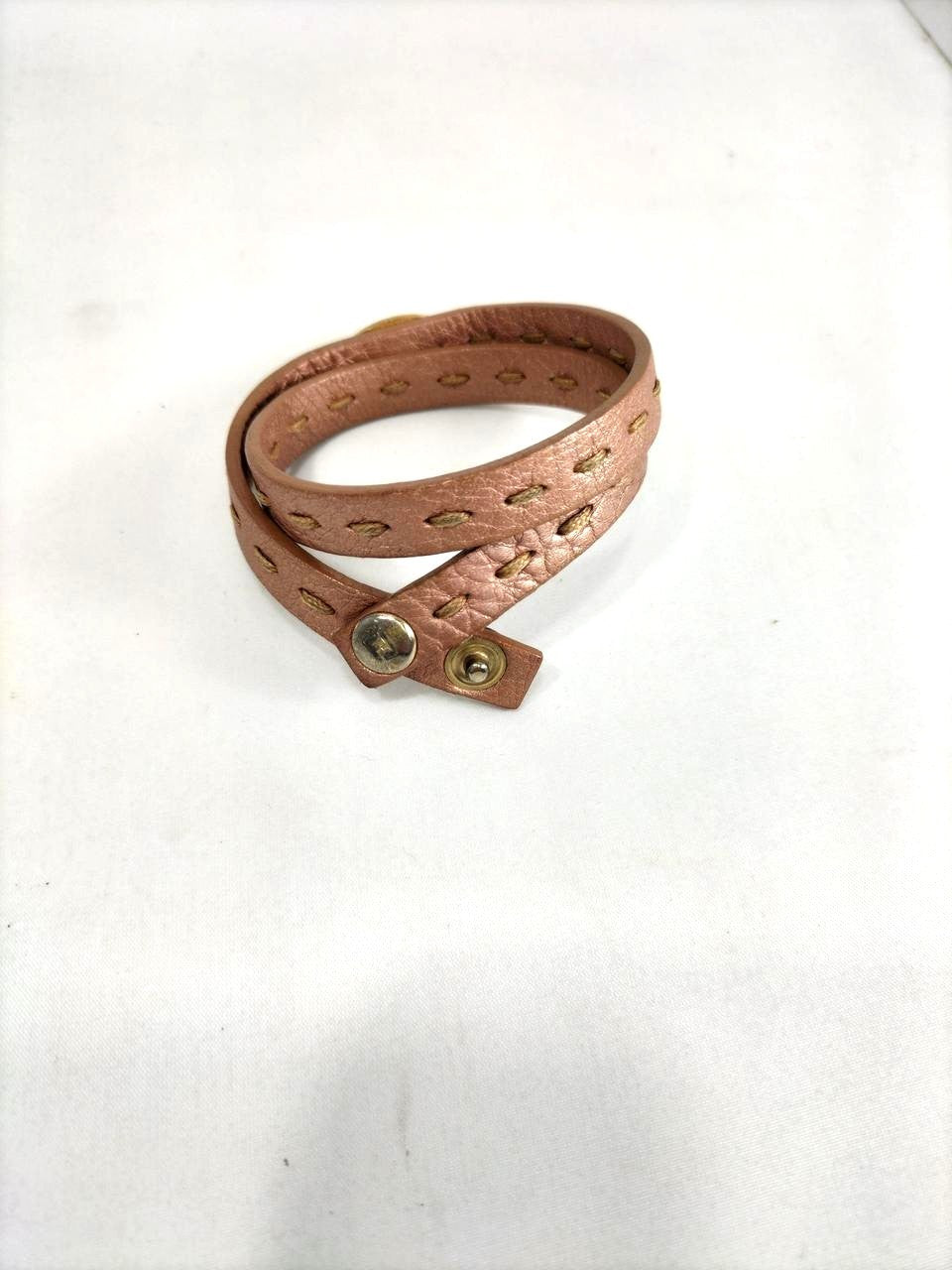 FENDI Selleria Leather Wrap Bracelet Beige Gold Hardware 39cm 15.4in Vintage
