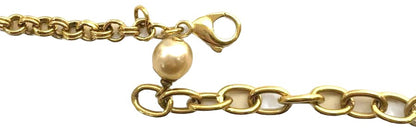 CHANEL CC Logo Flower Pendant Necklace Gold Tone Crystal Cream Enamel Authentic