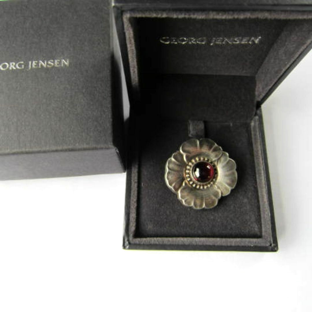 Georg Jensen Brooch #189 Art Nouveau Sterling Silver Garnet Cabochon Denmark VTG