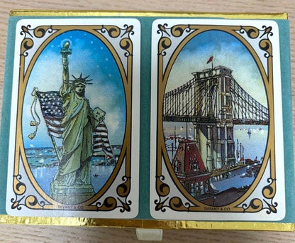 Tiffany & Co Double Playing Cards Set New York Statue Liberty Brooklyn Bridge