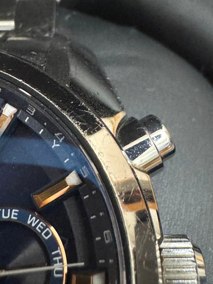 Seiko Astron SBXC049 5X53 GPS Solar Watch Blue Dial Gold Indices Made Japan Used