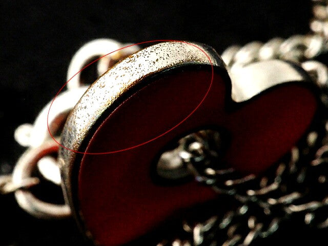 CHANEL CC Heart Clover Charm Necklace Pink Red Metal 04P Italy 44cm(17.3in)