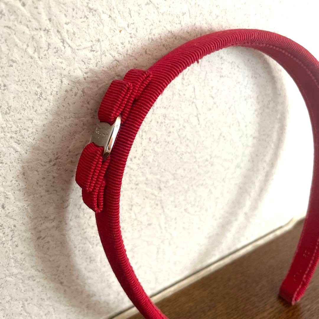 Salvatore Ferragamo Authentic Vara Bow Headband Pink Slim Type Used Great