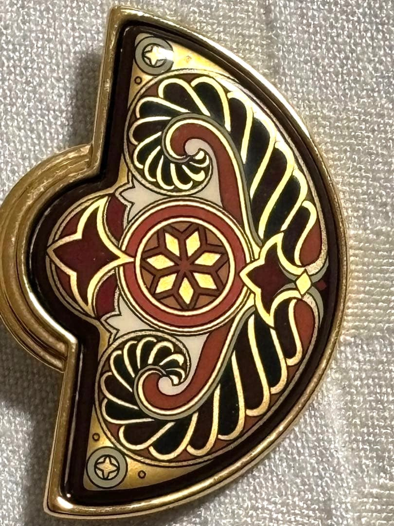 Michaela Frey Wien Enamel Brooch Half Moon Cloisonne Gold Tone Vintage Austria