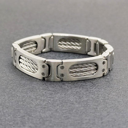 CHARRIOL Cable Bracelet Bangle Silver Stainless Steel Unisex Box 16.5cm 6.5in