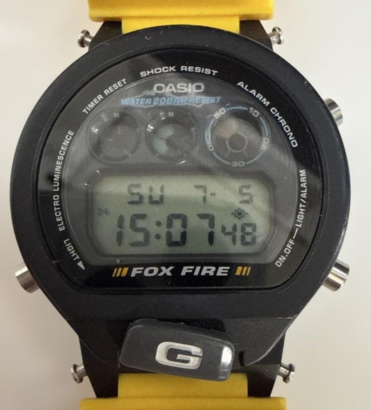 CASIO G-SHOCK DW-6700 FOX FIRE Digital Watch Yellow Resin Black Case Stainless