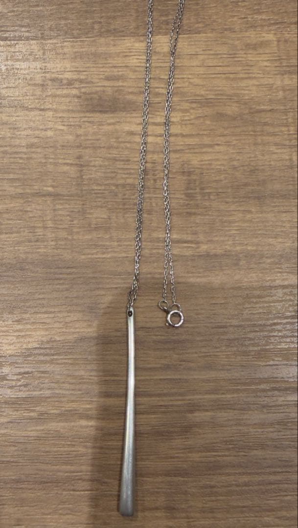 Me and Ro Silver Matte Necklace Vertical Line Pendant 5.5cm 2.2" Top 45cm Mint!