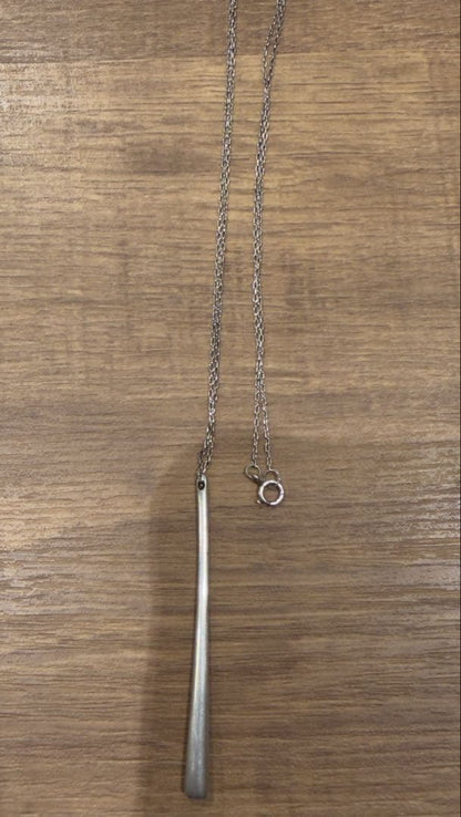 Me and Ro Silver Matte Necklace Vertical Line Pendant 5.5cm 2.2" Top 45cm Mint!
