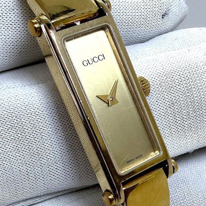 Gucci 1500L Bangle Watch Gold Dial Swiss Made Quartz Ladies 16cm(6.3in)