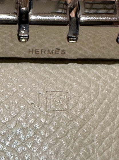 HERMES Paris 4-Hook Key Case Key Holder Cream Epsom Leather Made in France