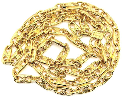 CELINE Triomphe Long Chain Necklace Gold Tone GP Vintage Authentic 83cm 32.7in